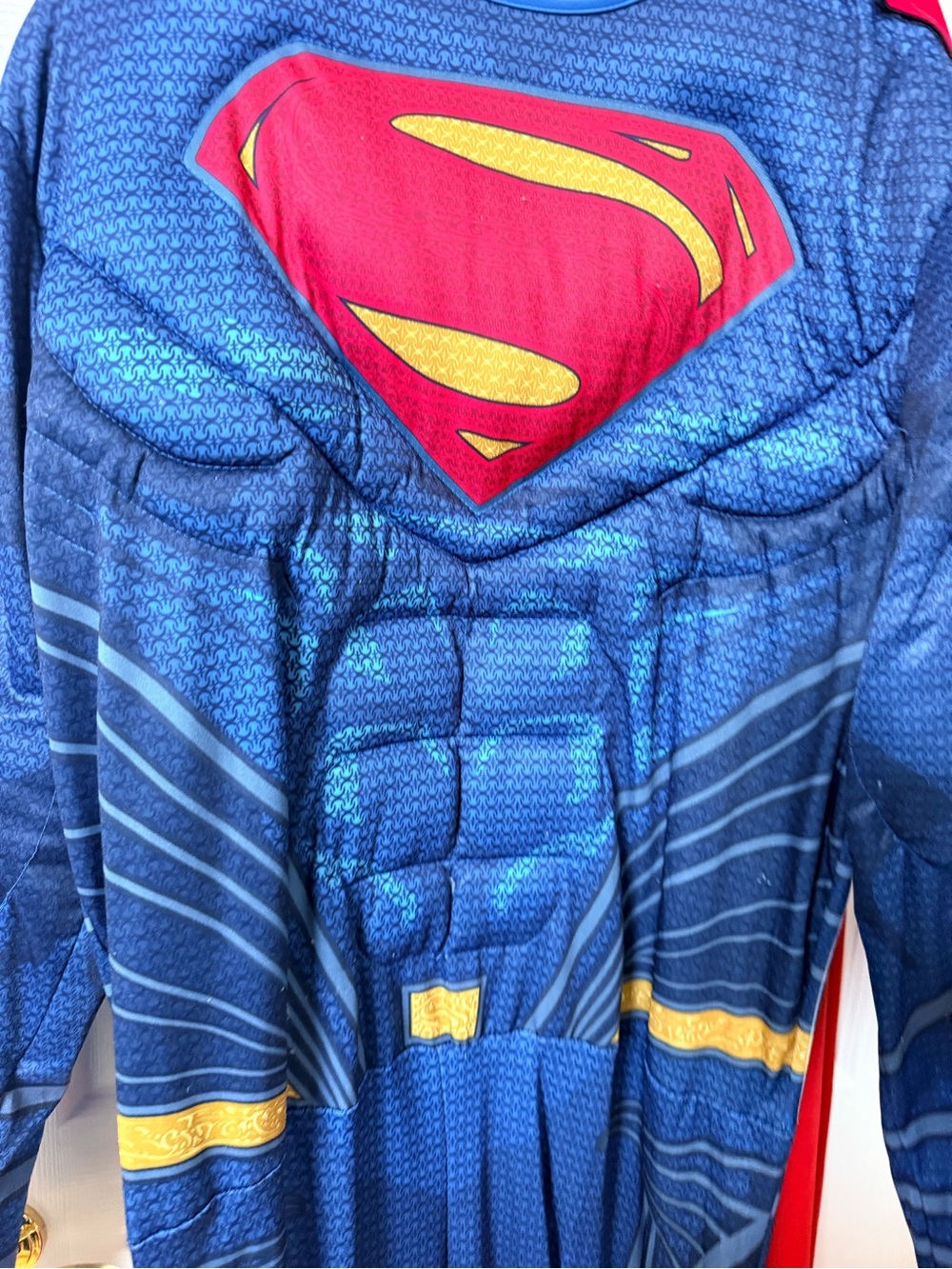 Superman Adult Costume XL Muscle Bodysuit w/ Red Cape DC Comics Halloween